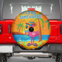 It’s 5 Somewhere Flamingo Tropical Beach Vacation Spare Tire Cover Oasis Summer Vibes