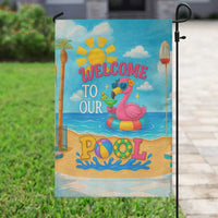 Welcome to Our Pool Floating Flamingo Tropical Garden Flag Oasis Summer Vibes Beach Vacation