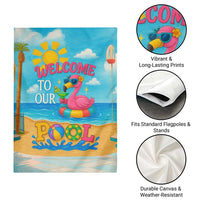 Welcome to Our Pool Floating Flamingo Tropical Garden Flag Oasis Summer Vibes Beach Vacation