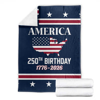 America 250th Birthday 1776 2026 Patriotic USA Map Throw Blanket Red White Blue 4th of July Independence Celebration