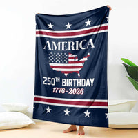 America 250th Birthday 1776 2026 Patriotic USA Map Throw Blanket Red White Blue 4th of July Independence Celebration