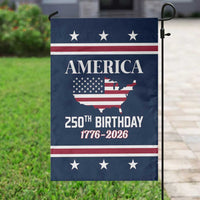 America 250th Birthday 1776 2026 Patriotic USA Map Garden Flag Red White Blue 4th of July Independence Celebration
