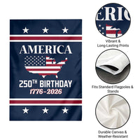 America 250th Birthday 1776 2026 Patriotic USA Map Garden Flag Red White Blue 4th of July Independence Celebration