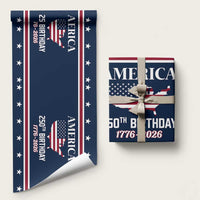 America 250th Birthday 1776 2026 Patriotic USA Map Wrapping Paper Roll Red White Blue 4th of July Independence Celebration