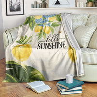 Hello Sunshine Watercolor Lemons and Hydrangeas Floral Throw Blanket