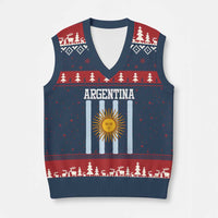 Argentina Sun of May Flag Retro Graphic V-Neck Knit Sweater Vest Patriotic Argentine Heritage Pride Souvenir