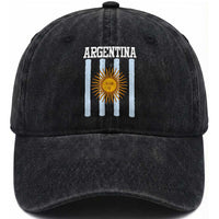 Argentina Sun of May Flag Retro Graphic Washed Cotton Baseball Cap Patriotic Argentine Heritage Pride Souvenir