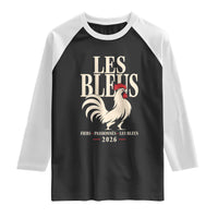 Les Bleus France Soccer Retro Rooster Graphic Raglan Shirt Proud Passionate French Pride Vintage Football Fans Gear