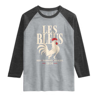 Les Bleus France Soccer Retro Rooster Graphic Raglan Shirt Proud Passionate French Pride Vintage Football Fans Gear