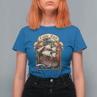 Cape Ann Vintage Nautical Sailing Ship Graphic T Shirt For Women Retro Stained Glass Window Style Ocean Sunset Tall Ship