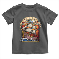 Cape Ann Vintage Nautical Sailing Ship Graphic Toddler T Shirt Retro Stained Glass Window Style Ocean Sunset Tall Ship