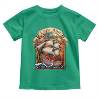 Cape Ann Vintage Nautical Sailing Ship Graphic Toddler T Shirt Retro Stained Glass Window Style Ocean Sunset Tall Ship