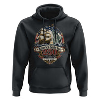America Sails Into 250 Years Vintage Nautical Graphic Hoodie Statue of Liberty Tall Ship 1776 to 2026 Semiquincentennial Patriotic
