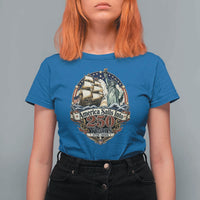 America Sails Into 250 Years Vintage Nautical Graphic T Shirt For Women Statue of Liberty Tall Ship 1776 to 2026 Semiquincentennial Patriotic