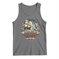 America Sails Into 250 Years Vintage Nautical Graphic Tank Top Statue of Liberty Tall Ship 1776 to 2026 Semiquincentennial Patriotic