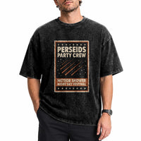 Vintage Perseids Party Crew August 2026 Washed Cotton T-Shirt Annual Night Sky Festival Graphic