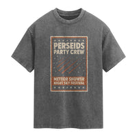 Vintage Perseids Party Crew August 2026 Washed Cotton T-Shirt Annual Night Sky Festival Graphic