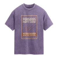 Vintage Perseids Party Crew August 2026 Washed Cotton T-Shirt Annual Night Sky Festival Graphic