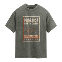 Vintage Perseids Party Crew August 2026 Washed Cotton T-Shirt Annual Night Sky Festival Graphic