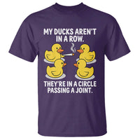 Funny 420 Weed Rubber Duck Graphic T Shirt My Ducks Arent In A Row They Are In A Circle Passing A Joint