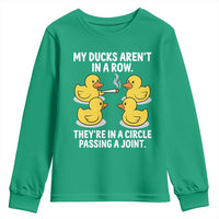 Funny 420 Weed Rubber Duck Graphic Youth Sweatshirt My Ducks Arent In A Row They Are In A Circle Passing A Joint