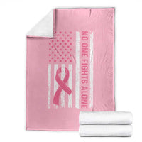 Nobody Fights Alone Pink Ribbon Flag Throw Blanket Breast Cancer Awareness Support - Wonder Print Shop