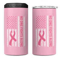 Nobody Fights Alone Pink Ribbon Flag 4 in 1 Can Cooler Tumbler Breast Cancer Awareness Support - Wonder Print Shop