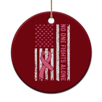 Nobody Fights Alone Pink Ribbon Flag Ceramic Ornament Breast Cancer Awareness Support - Wonder Print Shop