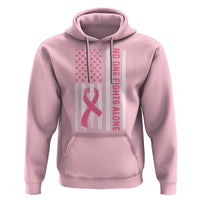 Nobody Fights Alone Pink Ribbon Flag Hoodie Breast Cancer Awareness Support - Wonder Print Shop