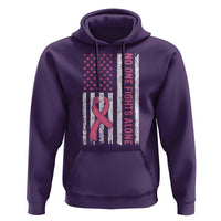 Nobody Fights Alone Pink Ribbon Flag Hoodie Breast Cancer Awareness Support - Wonder Print Shop