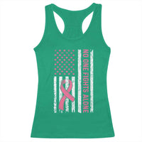 Nobody Fights Alone Pink Ribbon Flag Racerback Tank Top Breast Cancer Awareness Support - Wonder Print Shop