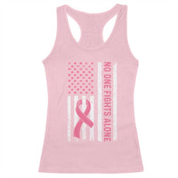 Nobody Fights Alone Pink Ribbon Flag Racerback Tank Top Breast Cancer Awareness Support - Wonder Print Shop