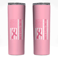Nobody Fights Alone Pink Ribbon Flag Skinny Tumbler Breast Cancer Awareness Support - Wonder Print Shop