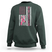 Nobody Fights Alone Pink Ribbon Flag Sweatshirt Breast Cancer Awareness Support - Wonder Print Shop