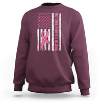 Nobody Fights Alone Pink Ribbon Flag Sweatshirt Breast Cancer Awareness Support - Wonder Print Shop