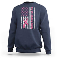 Nobody Fights Alone Pink Ribbon Flag Sweatshirt Breast Cancer Awareness Support - Wonder Print Shop