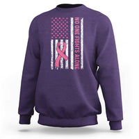 Nobody Fights Alone Pink Ribbon Flag Sweatshirt Breast Cancer Awareness Support - Wonder Print Shop