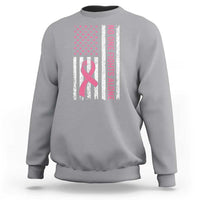 Nobody Fights Alone Pink Ribbon Flag Sweatshirt Breast Cancer Awareness Support - Wonder Print Shop