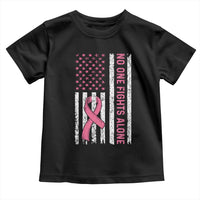 Nobody Fights Alone Pink Ribbon Flag Toddler T Shirt Breast Cancer Awareness Support - Wonder Print Shop