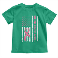 Nobody Fights Alone Pink Ribbon Flag Toddler T Shirt Breast Cancer Awareness Support - Wonder Print Shop