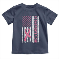 Nobody Fights Alone Pink Ribbon Flag Toddler T Shirt Breast Cancer Awareness Support - Wonder Print Shop