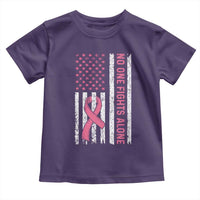 Nobody Fights Alone Pink Ribbon Flag Toddler T Shirt Breast Cancer Awareness Support - Wonder Print Shop