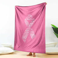Inspirational Breast Cancer Awareness Throw Blanket Pink Ribbon Support - Wonder Print Shop
