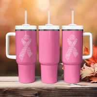 Inspirational Breast Cancer Awareness Tumbler With Handle Pink Ribbon Support - Wonder Print Shop