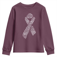 Inspirational Breast Cancer Awareness Youth Sweatshirt Pink Ribbon Support - Wonder Print Shop
