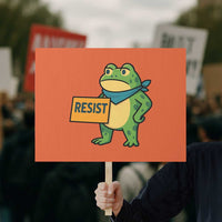 Retro Frog Resist Protest Sign Free Portland Oregon Funny Cartoon Graphic - Wonder Print Shop