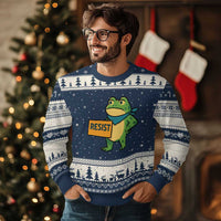 Retro Frog Resist Ugly Christmas Sweater Free Portland Oregon Funny Cartoon Graphic - Wonder Print Shop