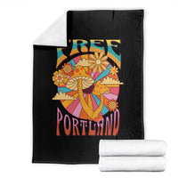 Retro Free Portland Patriotic Throw Blanket Oregon Freedom Trippy 70s Mushroom Graphic - Wonder Print Shop