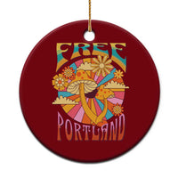Retro Free Portland Patriotic Ceramic Ornament Oregon Freedom Trippy 70s Mushroom Graphic - Wonder Print Shop