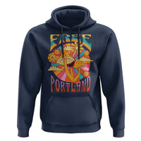 Retro Free Portland Patriotic Hoodie Oregon Freedom Trippy 70s Mushroom Graphic - Wonder Print Shop